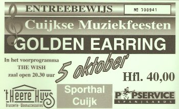 Golden Earring Ticket#941 October 05, 2001 Cuijk - Sporthal Cuijk